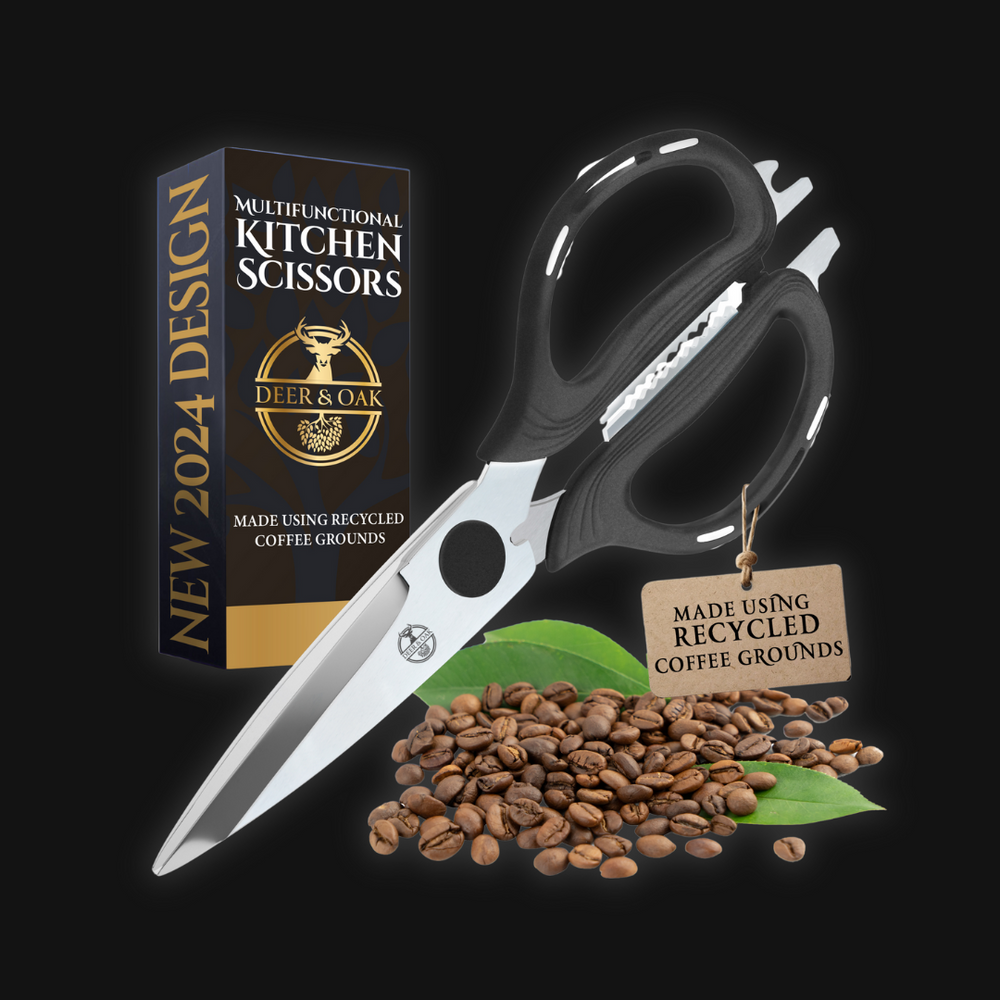 Eco-Friendly Premium Kitchen Scissors Handles Made from Recycled Coffee Beans